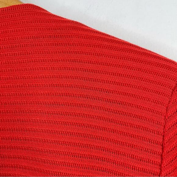 Ming Wang Poppy Red Gingham Trim Zip Front Long Sweater Jacket Womens S new nwt - Picture 10 of 16